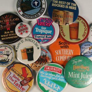 Bundle of Alcohol Advertising Pin Back Buttons